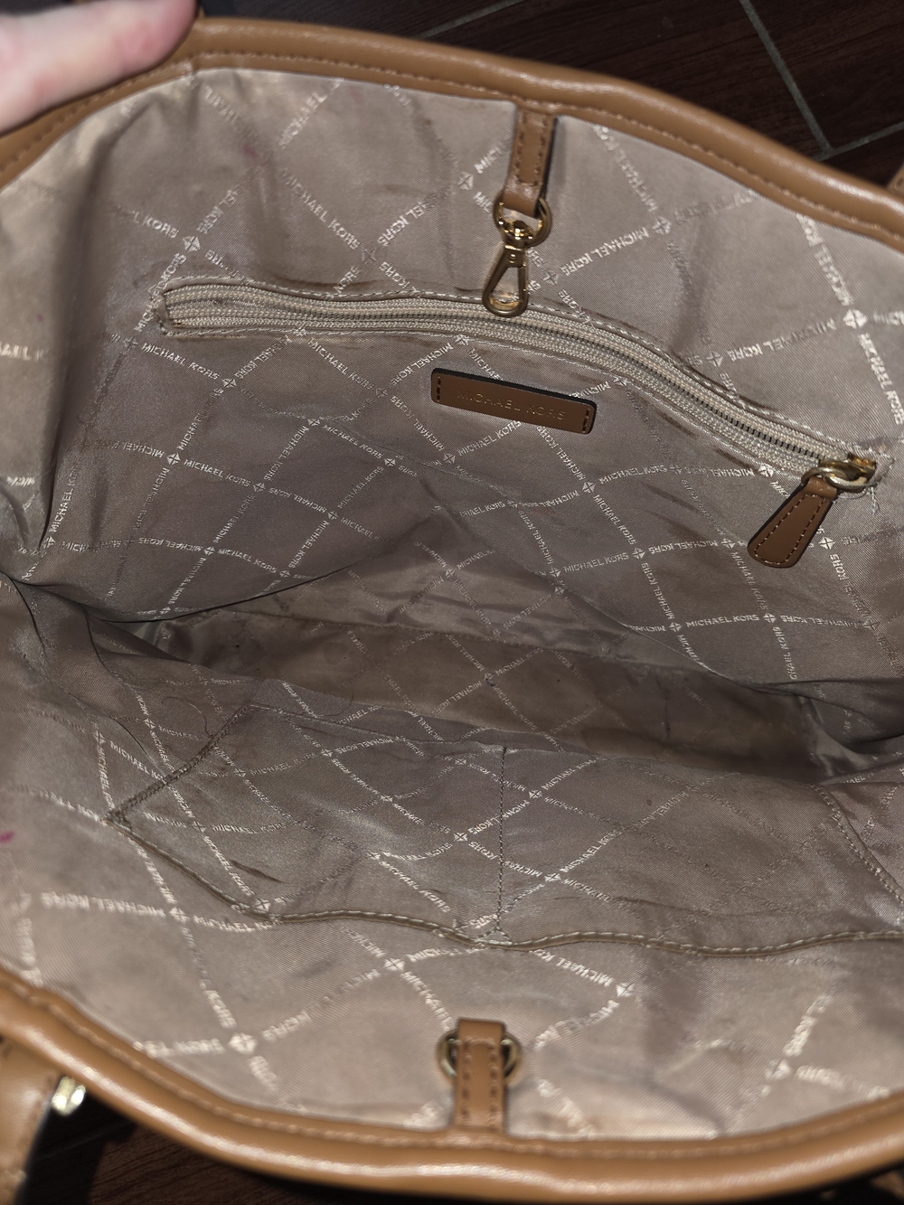 Michael Kors Tan and Brown MK Logo Tote - Picture 3 of 3